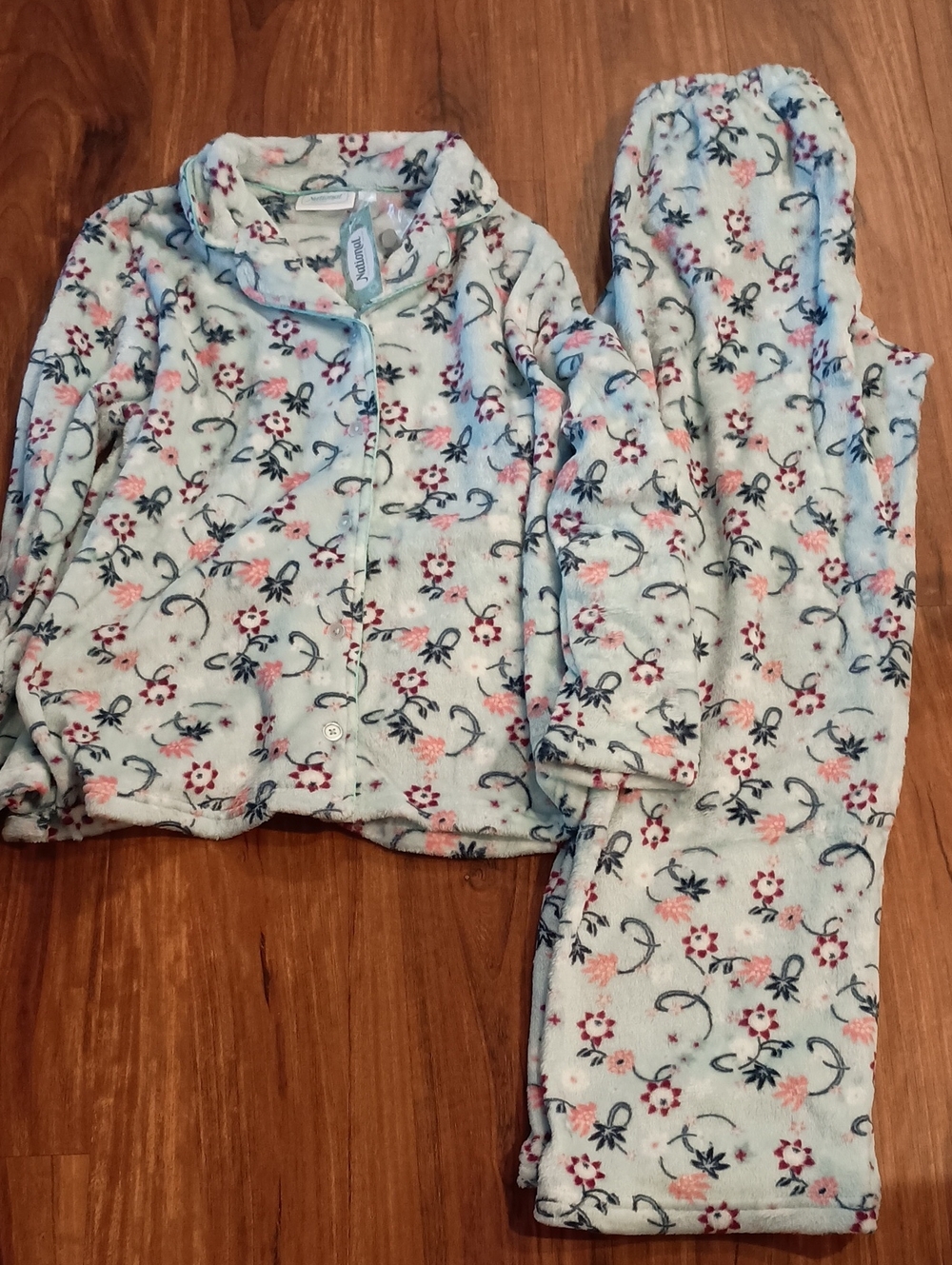National Brand Light Blue Floral Plush Pajama
